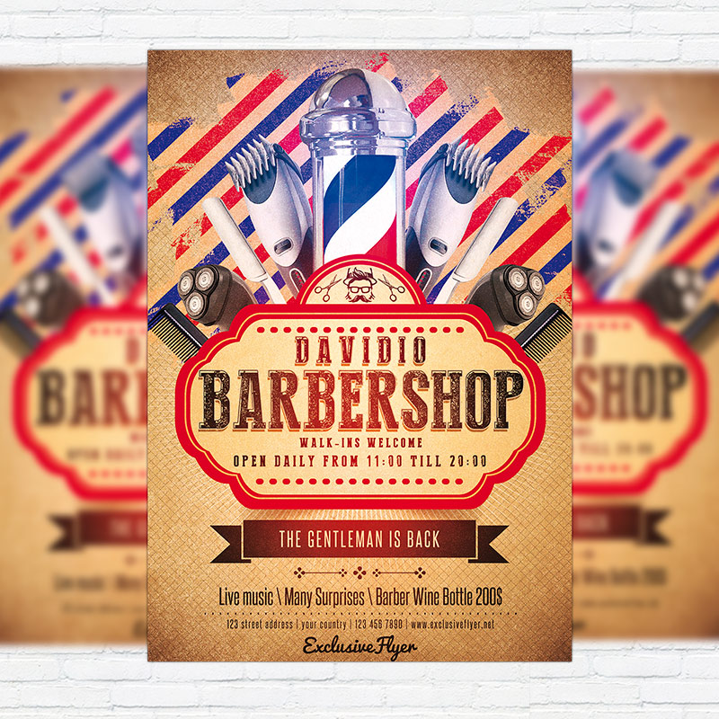 111491.jpg Barbershop - Premium Flyer Template + Facebook Cover - Image 1