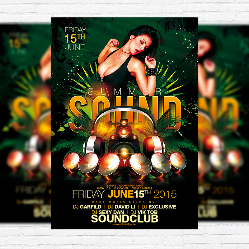 11152.jpg Summer Sound - Premium Flyer Template + Facebook Cover - Image 1