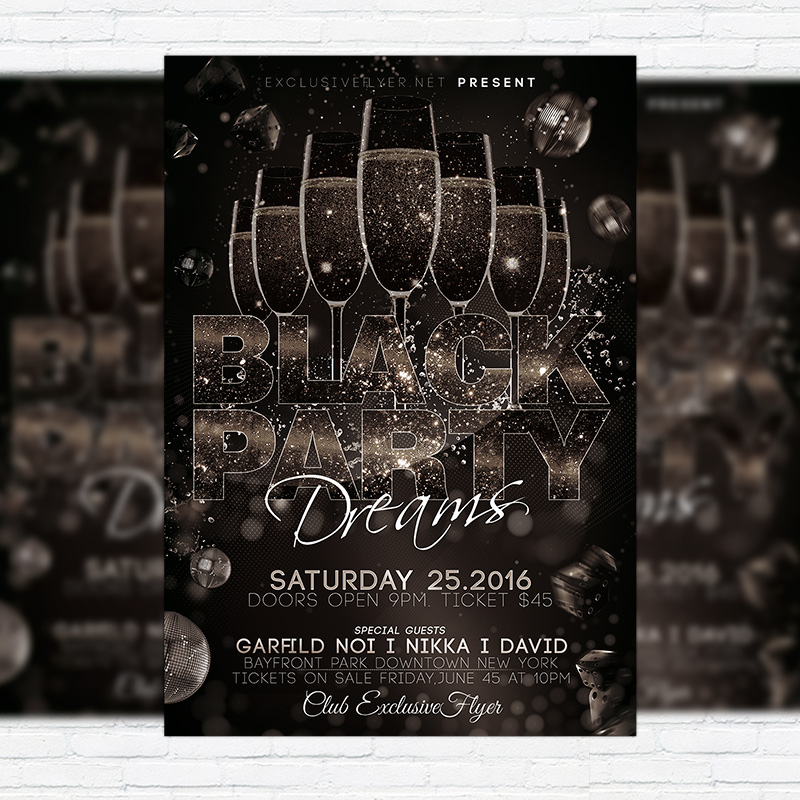 11153.jpg Black Party Dreams - Premium Flyer Template + Facebook Cover - Image 1