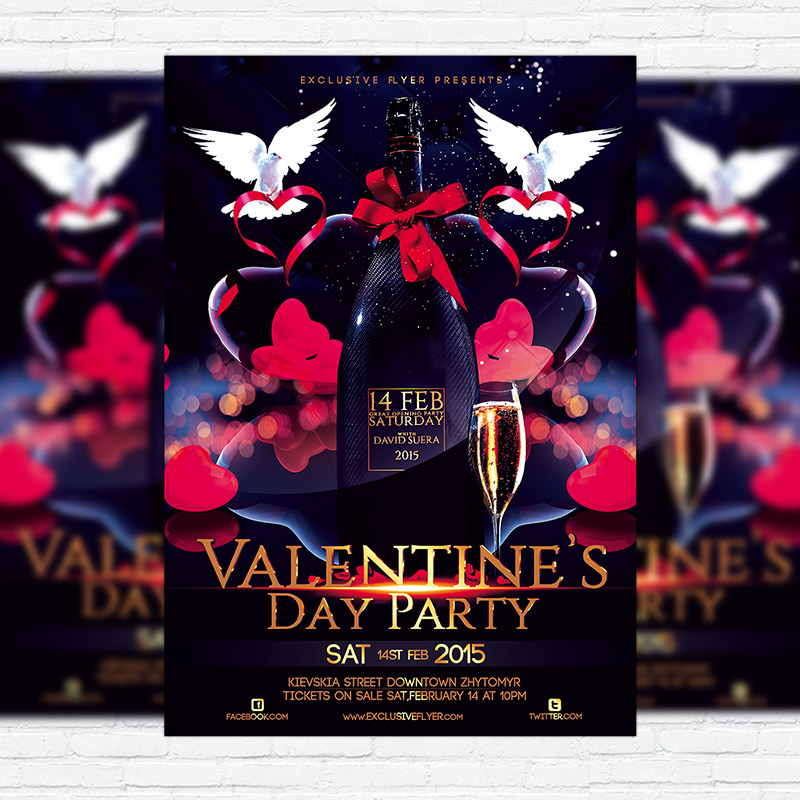 11158.jpg Valentines Day Party – Premium Flyer Template + Facebook cover - Image 1