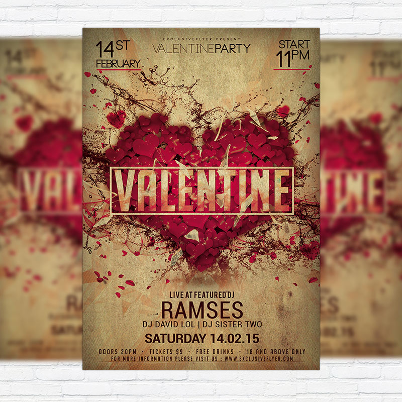 11163.jpg Valentine Party Night - Premium PSD Flyer Template - Image 1