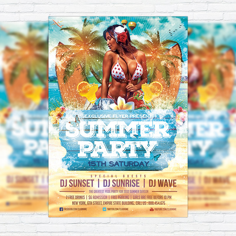 111710.jpg Summer Party Vol.3 - Premium Flyer Template + Facebook Cover - Image 1