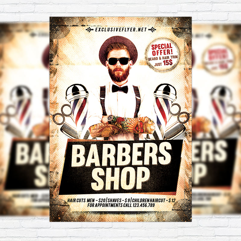 18.jpg Barbers Shop - Premium Flyer Template + Facebook Cover - Image 1
