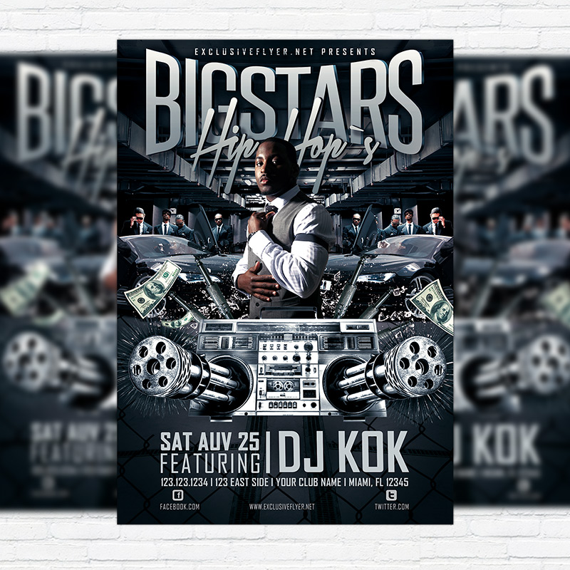 444-63.jpg Bigstars Hip Hop`s - Premium Flyer Template + Facebook Cover - Image 1