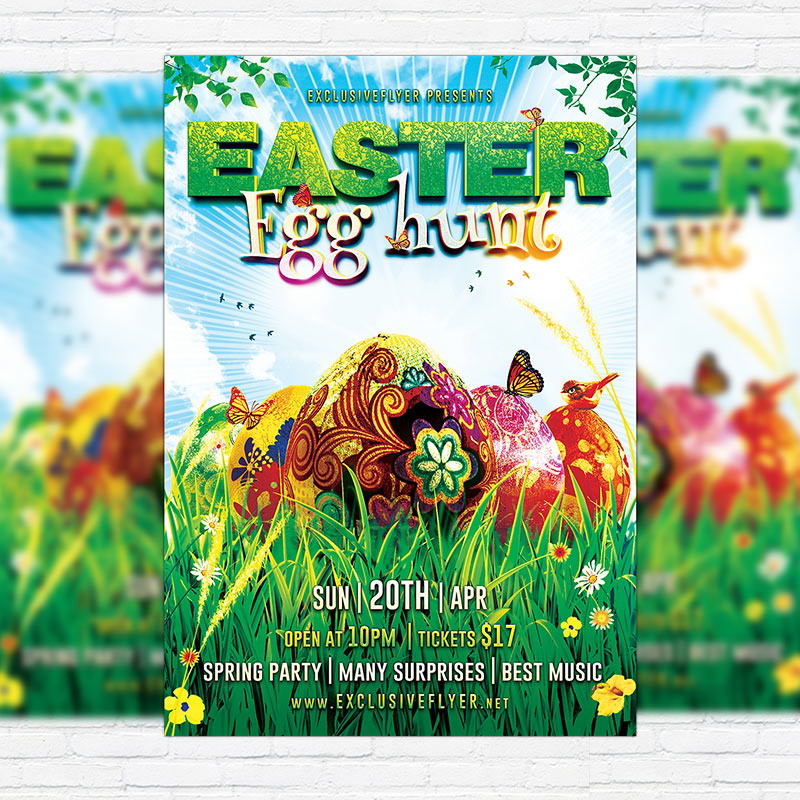 easter-premium-flyer-template-facebook-cover-1.jpg Easter - Premium Flyer Template + Facebook Cover - Image 1