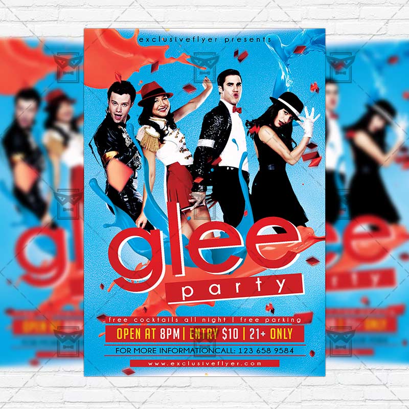 glee-party-premium-flyer-template-facebook-cover-1.jpg Glee Party - Premium Flyer Template + Facebook Cover - Image 1