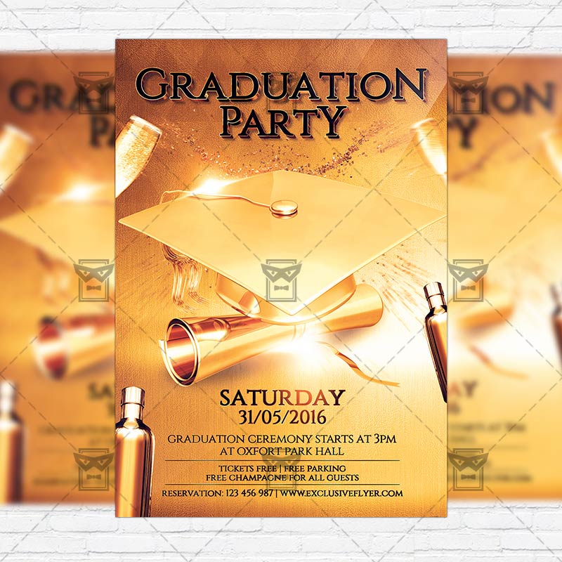 graduation-party-premium-flyer-template-facebook-cover-1.jpg Graduation Party - Premium Flyer Template + Facebook Cover - Image 1