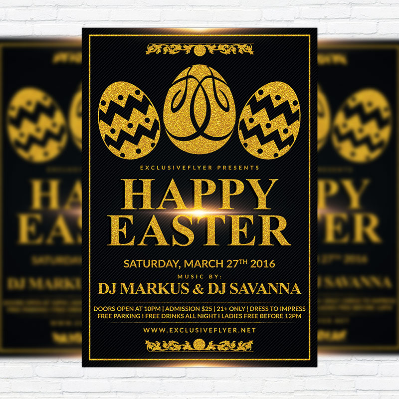 happy-easter-party-premium-flyer-template-facebook-cover-1.jpg Happy Easter - Premium Flyer Template + Facebook Cover - Image 1