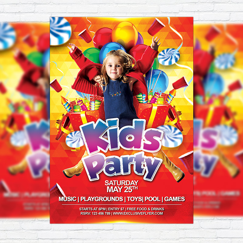 kids-party-premium-flyer-template-facebook-cover-1.jpg Kids Party - Premium Flyer Template + Facebook Cover - Image 1