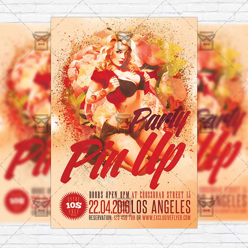 pin-up-party-premium-flyer-template-facebook-cover-1.jpg Pin Up Party - Premium Flyer Template + Facebook Cover - Image 1