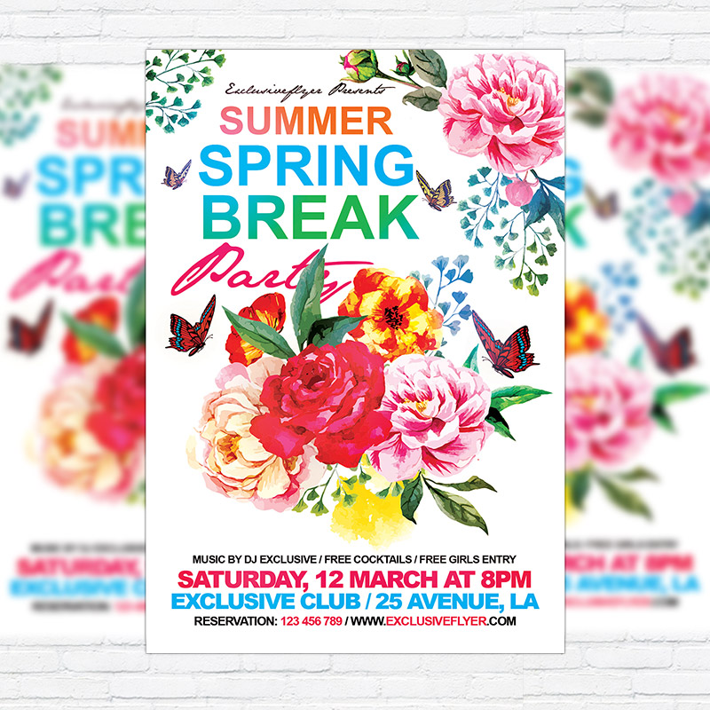 summer-spring-break-party-premium-flyer-template-facebook-cover-1.jpg Summer Spring Break Party - Premium Flyer Template + Facebook Cover - Image 1