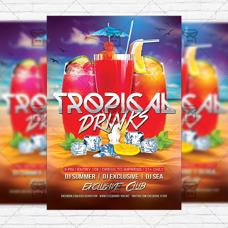 tropical_drinks-premium-flyer-template-instagram_size-1.jpg Tropical Drinks – Premium Flyer Template + Instagram Size Flyer - Image 1