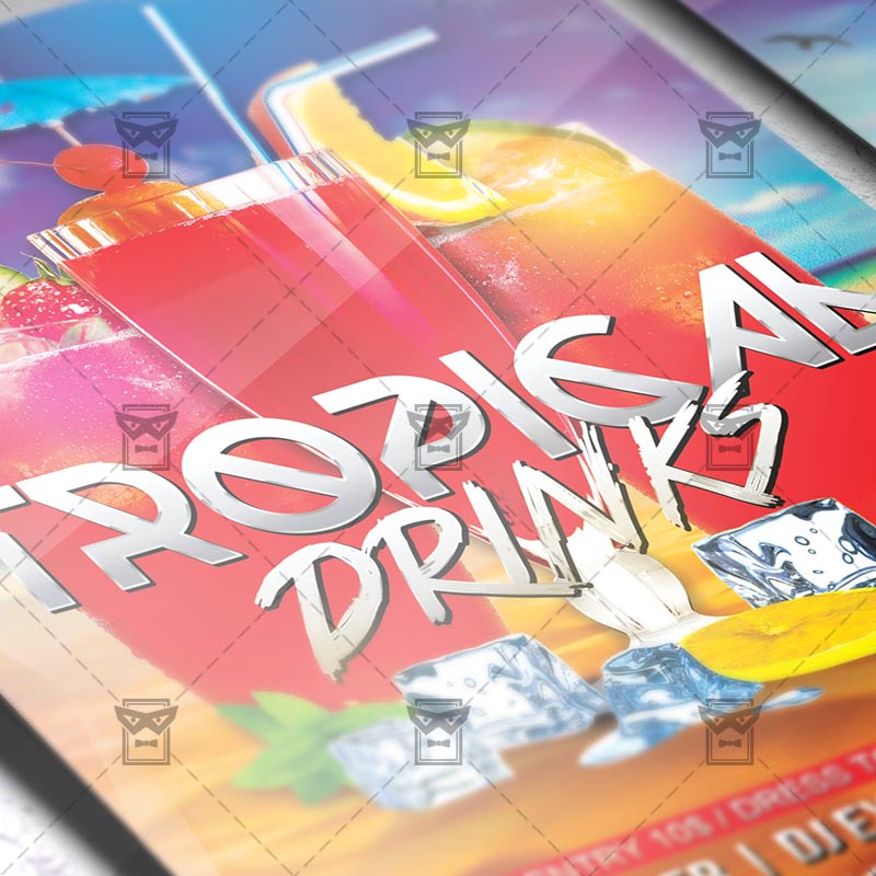 Tropical Drinks – Premium Flyer Template + Instagram Size Flyer - Image 3