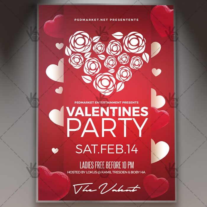 Valentines Party - Premium Flyer PSD Template - Image 1