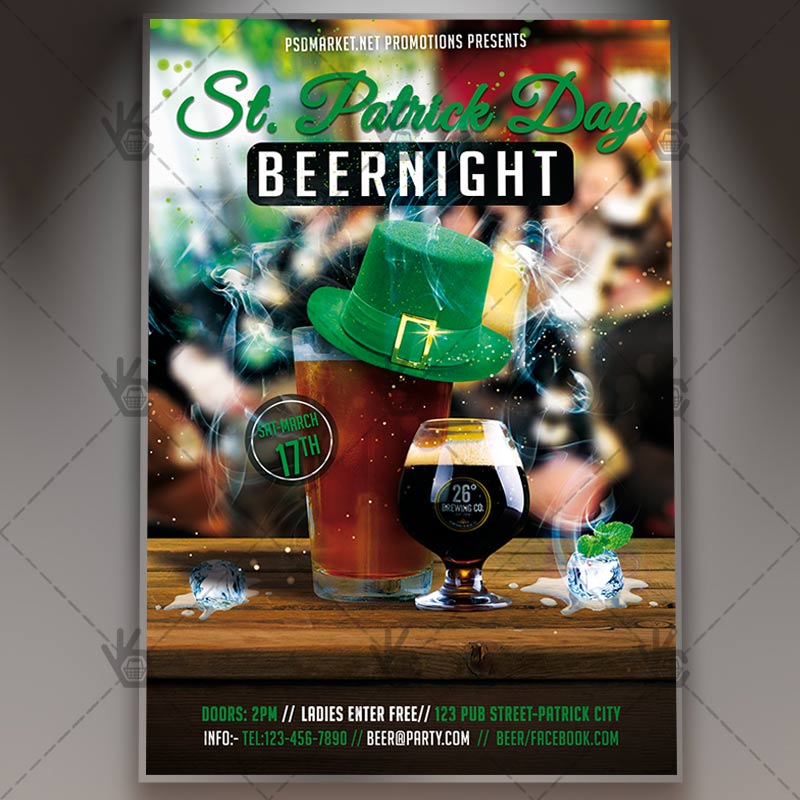 111-17-2.jpg St. Patrick's Day Beer Night - Premium Flyer PSD Template - Image 1