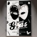 White&Black Mardi Gras - Premium Flyer PSD Template