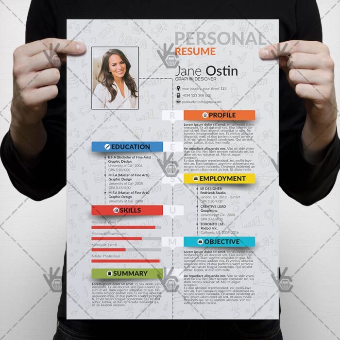 Clean Color Resume - Premium PSD Template - Image 1