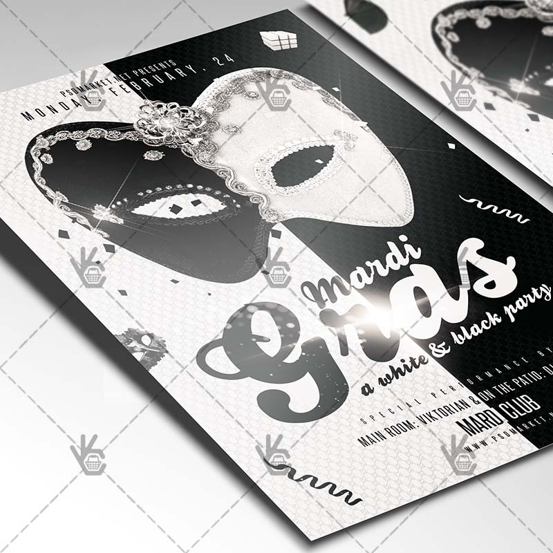 222-34.jpg White&Black Mardi Gras - Premium Flyer PSD Template - Image 2