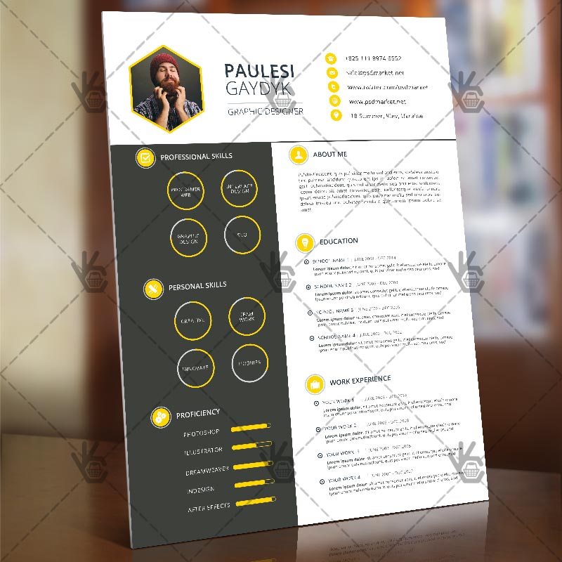 333-1.jpg Yellow Clean Resume - Free PSD Template - Image 3