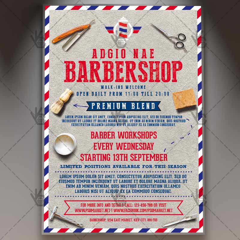 barbershop_flyer_psdmarket_1.jpg Barbershop - Premium Flyer PSD Template - Image 1