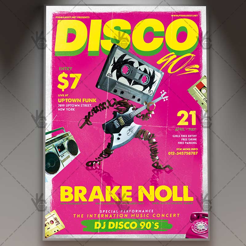 disco_90s_flyer_psdmarket_1.jpg Disco 90s - Premium Flyer PSD Template - Image 1