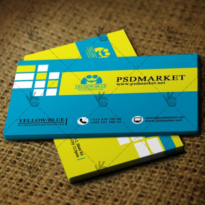 Yellow&Blue Business Card - Free PSD Template - Image 1