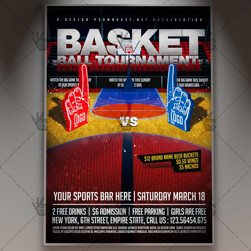 basketball_tournament_psdmarket_1.jpg Basketball Tournament - Premium Flyer PSD Template - Image 1