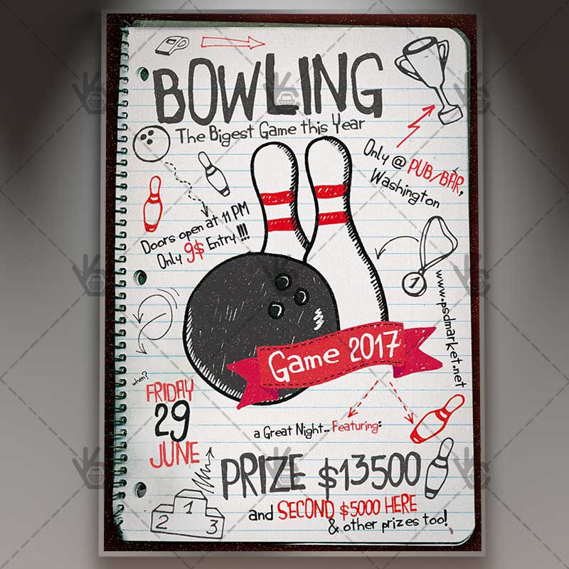 bowling_party_flyer_psdmarket_1.jpg Bowling Party - Premium Flyer PSD Template - Image 1