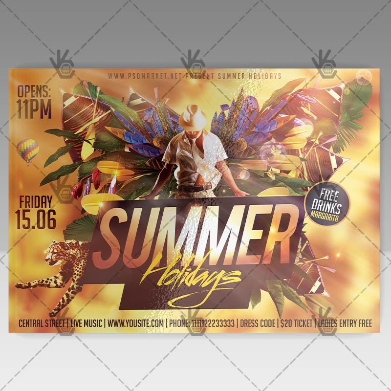 summer_holidays_flyer_psdmarket_1.jpg Summer Holidays - Premium A5 Flyer PSD Template - Image 1