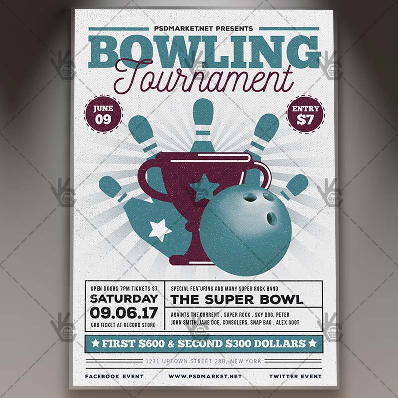 vintage_bowling_psdmarket_1.jpg Vintage Bowling - Premium Flyer PSD Template - Image 1