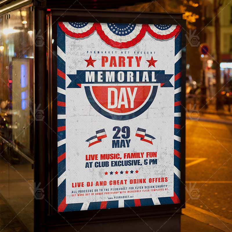 memorial_day_party_flyer_psdmarket_3.jpg Memorial Day Party - Premium Flyer PSD Template - Image 3