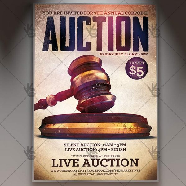 Live Auction Premium Flyer PSD Template PSDmarket
