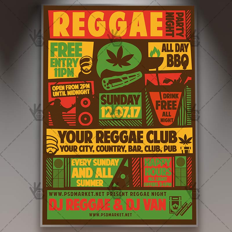 reggae_party_flyer_psdmarket_1.jpg Reggae Party - Premium Flyer PSD Template - Image 1