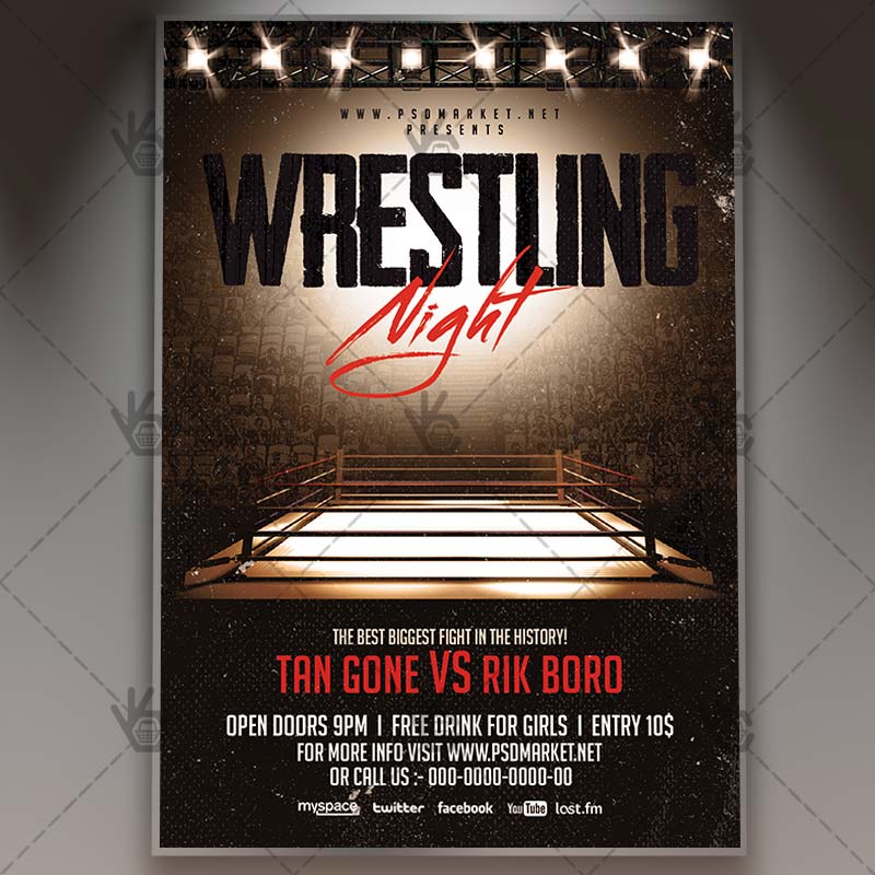 wrestling_night_flyer_psdmarket_1.jpg Wrestling Night - Premium Flyer PSD Template - Image 1
