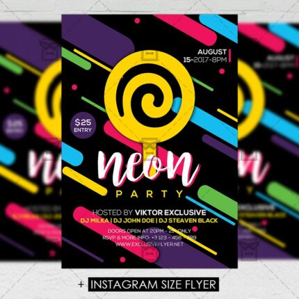 Neon Party - Flyer PSD Template | ExclusiveFlyer