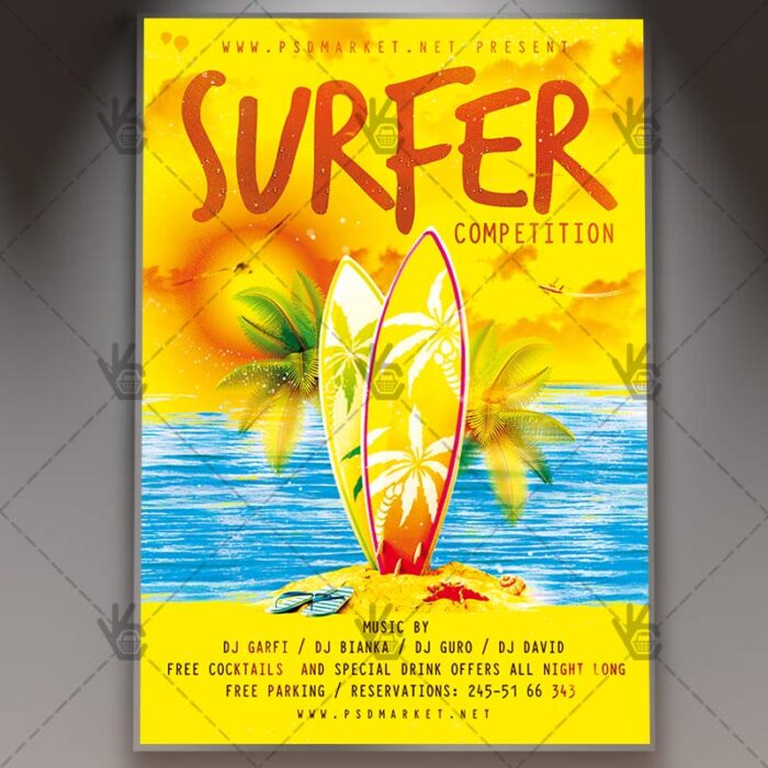 Surfer Competition - Premium Flyer PSD Template - Image 1