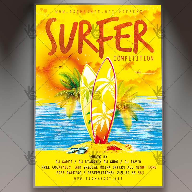 surfer_competition_flyer_psdmarket_1.jpg Surfer Competition - Premium Flyer PSD Template - Image 1