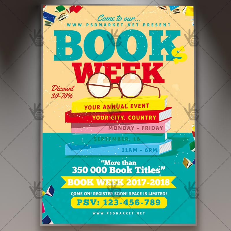 books_week_flyer_psdmarket_1.jpg Books Week - Premium Flyer PSD Template - Image 1