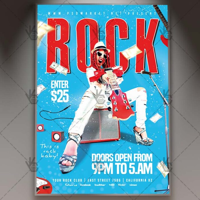 Rock Music - Club Flyer PSD Template - Image 1