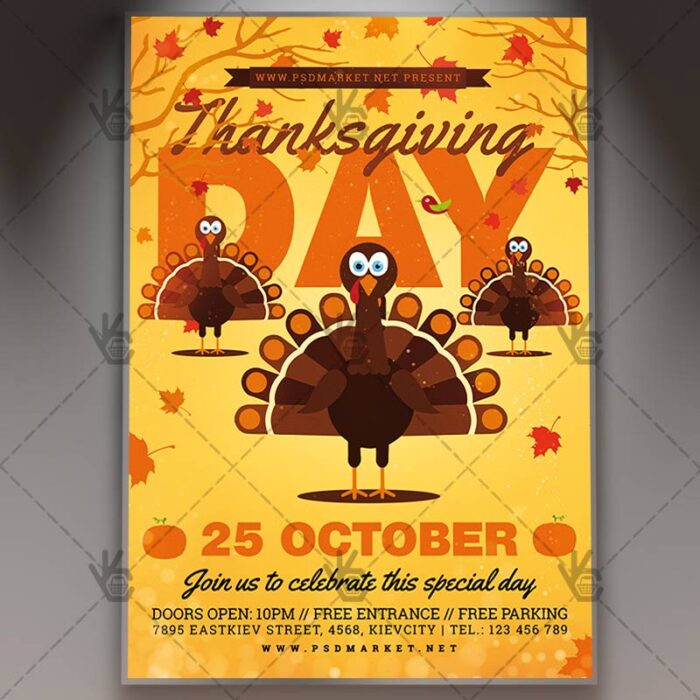 Thanksgiving Day - Autumn Flyer PSD Template - Image 1