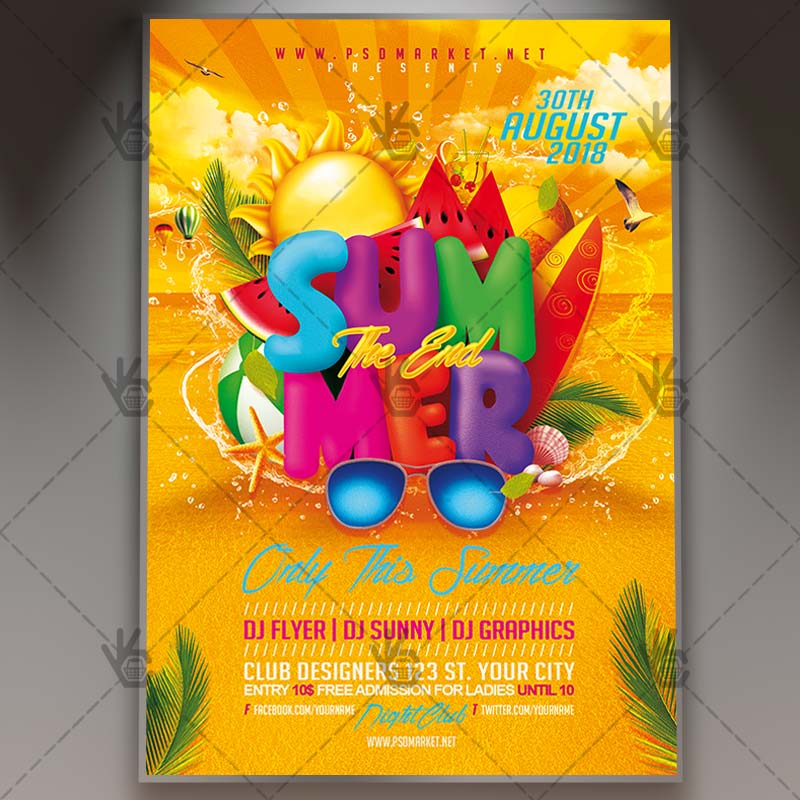the_end_of_summer_party_flyer_psdmarket_1.jpg The End of Summer Party - Seasonal Flyer PSD Template - Image 1