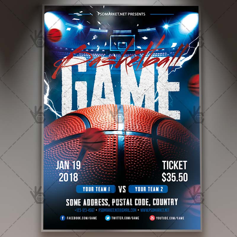 basketball_game_flyer_psdmarket_1.jpg Basketball Game - Sport Flyer PSD Template - Image 1