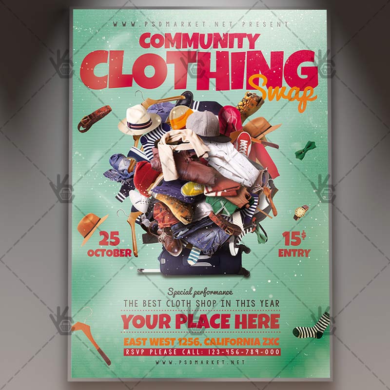 clothing_swap_flyer_psdmarket_1.jpg Clothing Swap - Community Flyer PSD Template - Image 1