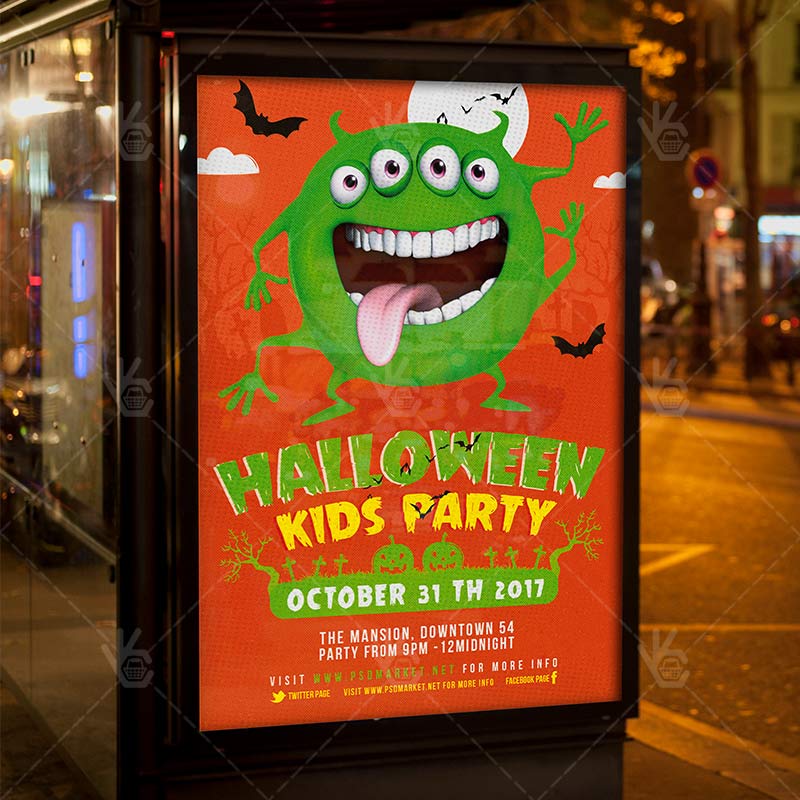 halloween_kids_party_flyer_psdmarket_3.jpg Halloween Kids Party - Seasonal Flyer PSD Template - Image 3