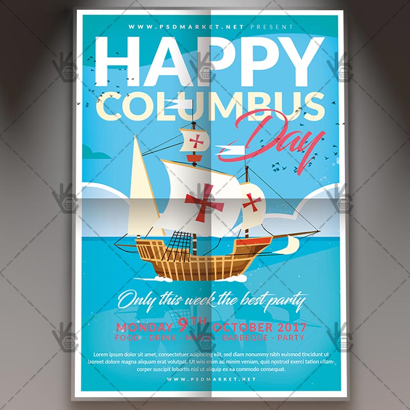 happy_columbus_day_flyer_psdmarket_1.jpg Happy Columbus Day - American Flyer PSD Template - Image 1
