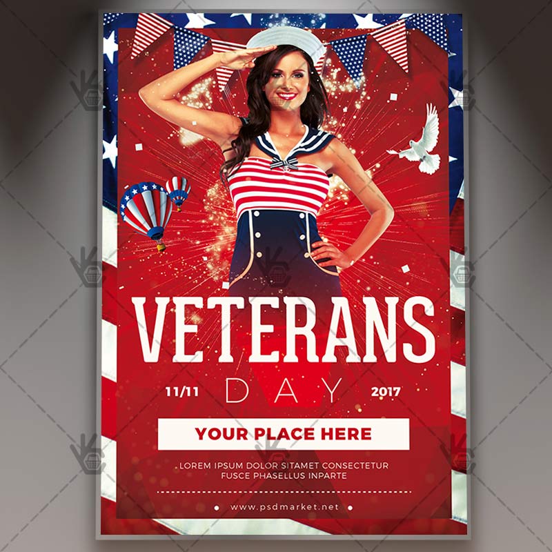 happy_veterans_day_flyer_psdmarket_1.jpg Happy Veterans Day - American Flyer PSD Template - Image 1