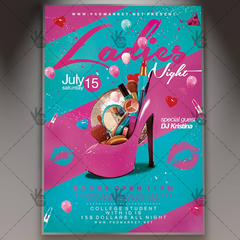 ladies_night_flyer_psdmarket_1.jpg Ladies Night - Club Flyer PSD Template - Image 1