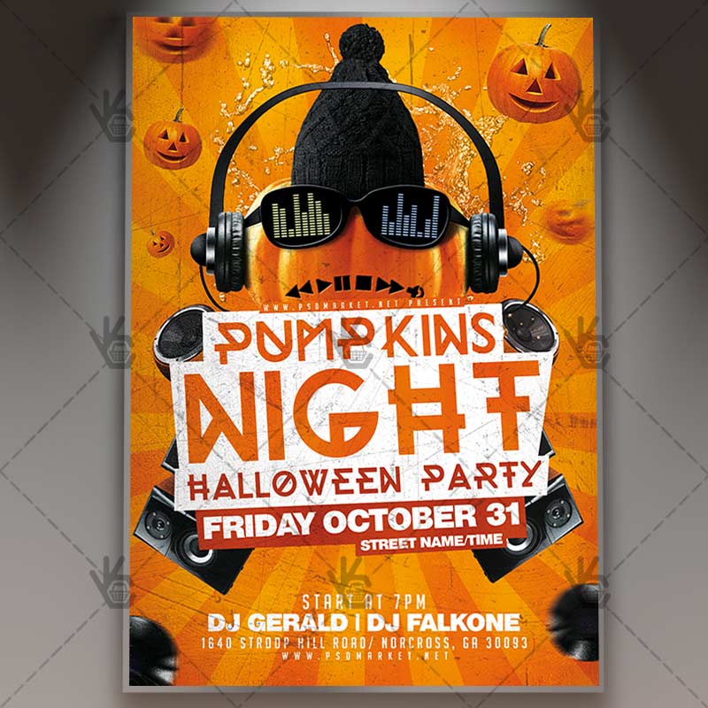 pumpkin_night_flyer_psdmarket_1.jpg Pumpkin Night - Halloween Flyer PSD Template - Image 1