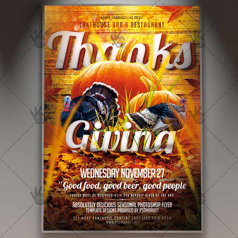 thanks_giving_celebration_flyer_psdmarket_1.jpg Thanks Giving Celebration - Autumn Flyer PSD Template - Image 1