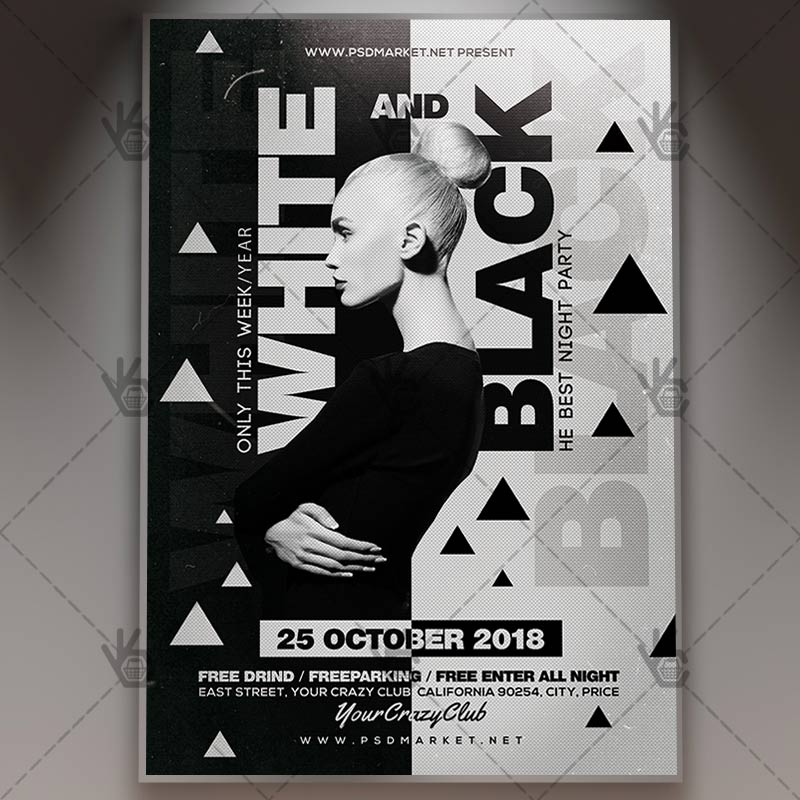 white_and_black_party_flyer_psdmarket_1.jpg White and Black Party - Club Flyer PSD Template - Image 1